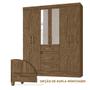 Imagem de Guarda Roupa 165 cm 6 Portas 3 Gavetas Casal Com Espelho Castanho Wood Ivo Shop JM