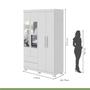Imagem de Guarda-roupa 4 Portas 2 Gavetas Zeus com Espelho e com Pés
