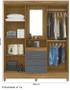 Imagem de Guarda Roupa 4 Portas, 3 Gavetas 1,65 m  Com Espelho  Freijo / Cinza Moval Capri  