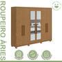 Imagem de Guarda-roupa 6 Portas 5 Gavetas Áries com Espelho e com Pés