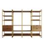 Imagem de Guarda Roupa Aberto Industrial Casal Modulado Completo Amêndoa Cabideiro com Gavetas Base Dourada