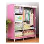 Imagem de Guarda roupa adulto portatil arara roupeiro infantil organizador cabideiro armario prateleiras rosa