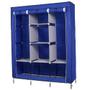 Imagem de Guarda roupa cabideiro portatil prateleiras dobravel armario arara grande organizador azul