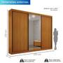 Imagem de Guarda-Roupa Casal 100% MDF  3 Portas com Espelho Central 6 Gavetas San Marino Leifer Móveis Cinamomo