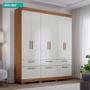 Imagem de Guarda Roupa Casal 100% Mdf 6 Portas 5 Gavetas Porto Panan Móveis Cinamomo/Off White