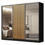 Imagem de Guarda Roupa Casal 100% MDF Madesa Royale 3 Portas de Correr com Espelhos - Preto/Rustic