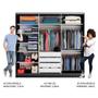 Imagem de Guarda Roupa Casal 100% MDF Madesa Royale 3 Portas de Correr - Preto/Branco/Preto