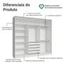 Imagem de Guarda Roupa Casal 100% MDF Madesa Zurique 3 Portas de Correr com Espelho - Branco