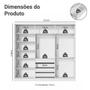 Imagem de Guarda Roupa Casal 100% MDF Madesa Zurique 3 Portas de Correr com Espelho - Branco