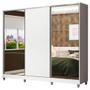 Imagem de Guarda Roupa Casal 100% MDF Madesa Zurique 3 Portas de Correr com Espelhos com Pés - Branco