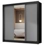 Imagem de Guarda-Roupa Casal 3 Portas de Correr com Espelho Preto/Cinza Nobre Madesa