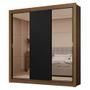 Imagem de Guarda-Roupa Casal 3 Portas de Correr com Espelhos 2 Gavetas Rustic/Preto Sublime Madesa