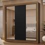 Imagem de Guarda-Roupa Casal 3 Portas de Correr com Espelhos 2 Gavetas Rustic/Preto Sublime Madesa