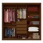 Imagem de Guarda-Roupa Casal 3 Portas Deslizantes e 4 Gavetas C/ Espelho - Gelius Royale - Flex-Castanho/Ripado 3D