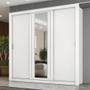 Imagem de Guarda Roupa Casal 3 Portas Doha Lux c/ Espelho Central Carraro Branco