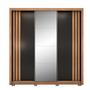 Imagem de Guarda Roupa Casal 3 Portas Moema com Pés e Espelho Amendola Touch/Nude Preto Prime Tx Flex - Demóbile