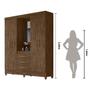 Imagem de Guarda Roupa Casal 4 portas com espelho 3 gavetas Capri Castanho Wood - Moval