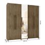 Imagem de Guarda-Roupa Casal 5 Portas com Espelho e Sapateira com 3 Gavetas Munique Rv Móveis Freijo