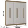 Imagem de Guarda Roupa Casal 6 Portas 180 cm 861 Castanho Off White POQQ