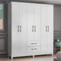 Imagem de Guarda Roupa Casal 6 Portas 2 Gavetas 153cm Paraná M07 Branco - Mpozenato