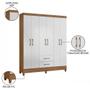 Imagem de Guarda Roupa Casal 6 Portas 2 Gavetas 153cm Paraná M07 Naturale/Branco - Mpozenato