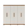 Imagem de Guarda-Roupa Casal 6 Portas 3 Gavetas 100% MDF Memphis 246 cm - Canella c/ Off White Fosco