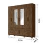 Imagem de Guarda Roupa Casal 6 portas com espelho 4 gavetas  Porto Plus Castanho Wood - Moval