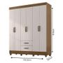 Imagem de Guarda Roupa Casal 6 Portas e Cômoda 4 Gavetas 01 Porta Lite Nature Off White  Móveis Leão