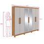 Guarda Roupa Casal 6 Portas Easy Slim com Espelho e Pés Amendoa/Off White - Móveis Lopas Imagem de Guarda Roupa Casal 6 Portas Easy Slim com Espelho e Pés Amendoa/Off White