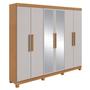 Guarda Roupa Casal 6 Portas Easy Slim com Espelho e Pés Amendoa/Off White - Móveis Lopas Imagem de Guarda Roupa Casal 6 Portas Easy Slim com Espelho e Pés Amendoa/Off White