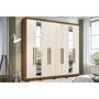 Imagem de Guarda Roupa Casal 8 Portas e 4 Gavetas c/Espelho e Pés Master New 8.4 jatoba/Areia - Santos Andirá