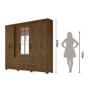 Imagem de Guarda Roupa Casal 8 portas espelho 4 gavetas Castanho Wood San Lorenzo Plus - Moval