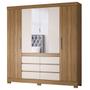 Imagem de Guarda-Roupa Casal Cádis 4 Portas 6 Gavetas com Espelho Amêndola Touch/Off White - Demóbile