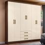 Imagem de Guarda-Roupa Casal City 6 Portas 3 Gavetas Castanho Hp/Off White - Henn