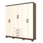 Imagem de Guarda Roupa Casal City 6 Portas Castanho Off White - Henn