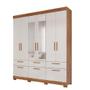 Imagem de Guarda Roupa Casal Com Espelho 100% Mdf 6 Portas 5 Gavetas Porto Panan Móveis Cinamomo/Off White