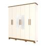 Imagem de Guarda-Roupa Casal Cover 6 Portas 3 Gavetas com Espelho Nature/Off White - Henn