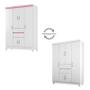 Imagem de Guarda Roupa Casal Ecom II  6 Portas e 2 Gavetas Branco/Rosa - Demóbile