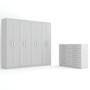 Imagem de Guarda-Roupa Casal Ele e Ela 8 Portas 8 Prateleiras e Cômoda 10 Gavetas Branco - Panorama Móveis