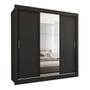 Imagem de Guarda-Roupa Casal Flórida 3 Portas de Correr com Espelho Preto Fosco - Panorama Móveis