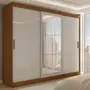 Imagem de Guarda-Roupa Casal Harvard 3 Portas 2 Gavetas com Espelho 100% Mdf Off White/Nogueira - Panorama Móveis