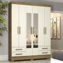 Imagem de Guarda Roupa Casal Henn Briz 6 Portas 4 Gavetas Com Espelho Rustico Com Off White