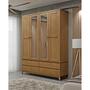 Imagem de Guarda-Roupa Casal Linha Prata Freijó 4 Portas Espelhos 4 Gavetas Madeira Pinus com MDF - Finestra