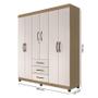 Imagem de Guarda Roupa Casal Lion 6 Portas Nature Off White - Móveis Leão