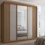 Imagem de Guarda-Roupa Casal Lorient 3 Portas 4 Gavetas com Espelho 100% Mdf Cinamomo/Off White - Panorama Móveis