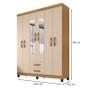 Imagem de Guarda Roupa Casal Modena com Espelho 6 Portas Cômoda Cannes 5 Gavetas e Armário Multiuso Recife Carvalho Americano Off White