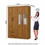Imagem de Guarda Roupa Casal Modulado 4 Portas com Cama Hércules 4 Portas e 4 Gavetas com Espelho Cinamomo