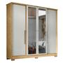 Imagem de Guarda-Roupa Casal Monaco 4 Portas 2 Gavetas com Espelho Marrocos/Off White - Mx Móveis