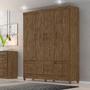 Imagem de Guarda Roupa Casal MS912 4 portas 2 gavetas Castanho Wood - Moval