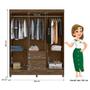 Imagem de Guarda Roupa Casal New Cuba Com Espelho E Cômoda Venus Castanho Wood Flex- Moval